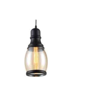 P218 - Amber Glass Bulb-Shaped Pendant