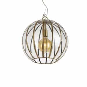 P183 - Antique Brass & Glass Pendant